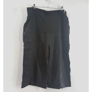 Womens Cotton Linen Blend Maternity Capris Pants, Lounge Pregnancy Cropped Pants